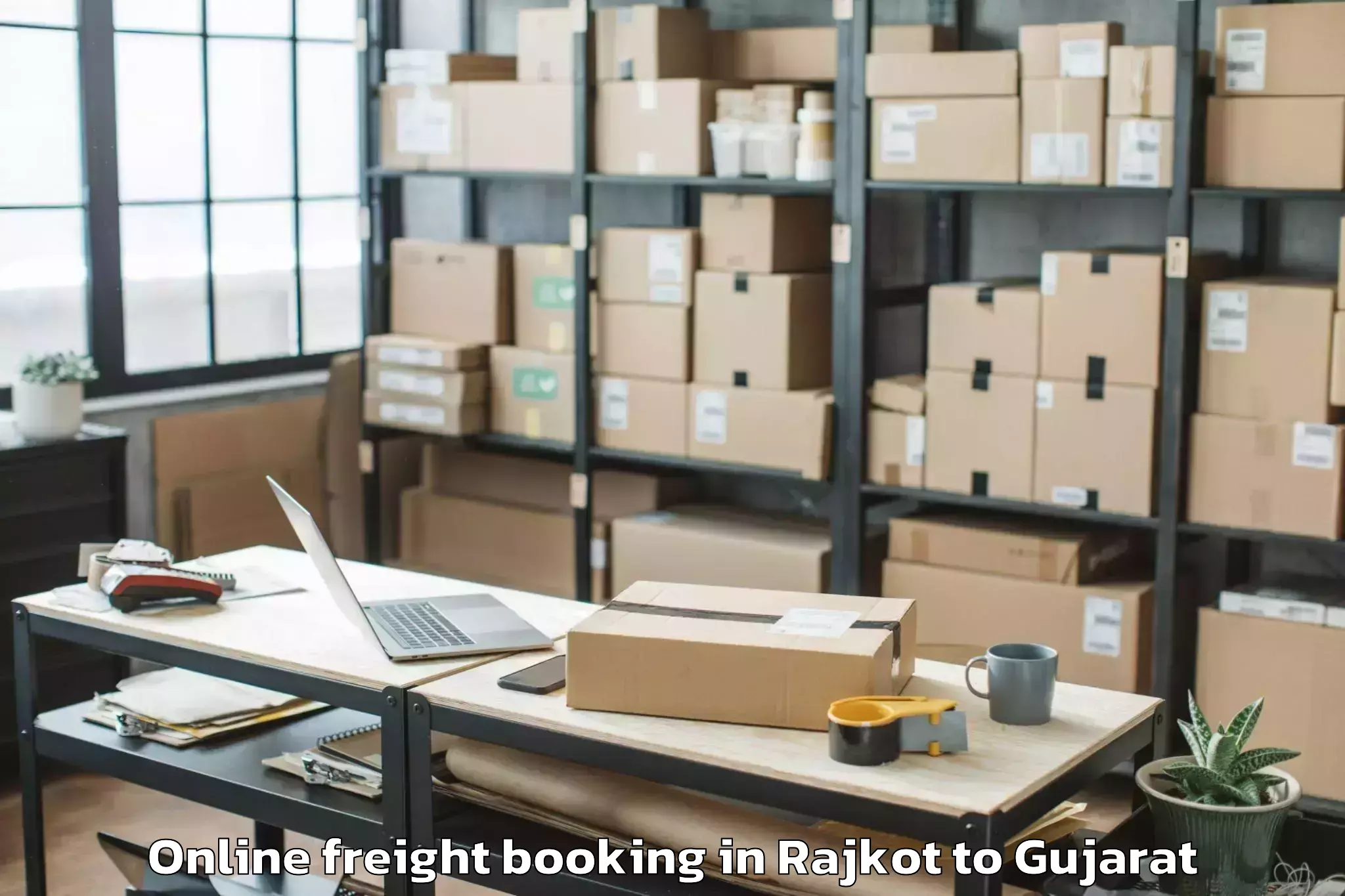 Top Rajkot to Jamkandorna Online Freight Booking Available